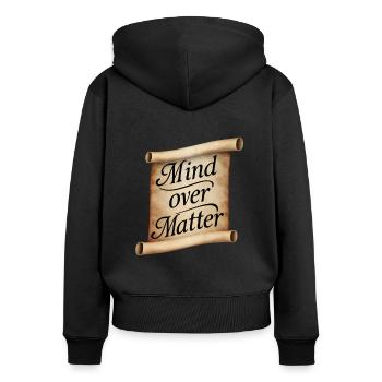 Faites défiler l’ au-dessus de la matière - Sweat à capuche zippé Premium bio Femme - noir - Dos - Julia (174cm)