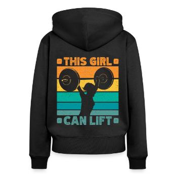 Fitness motivation bodybuilder cette fille lift - Sweat à capuche zippé Premium bio Femme - noir - Dos - Julia (174cm)
