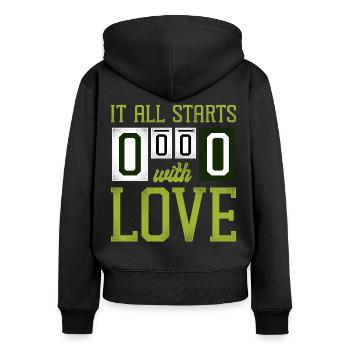 Funny Tennis Player Racket It All - Women's Premium Organic Zip Hoodie - black - Back - Julia (174cm)