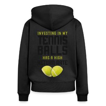 Funny Tennis Player Racket Pun - Women's Premium Organic Zip Hoodie - black - Back - Julia (174cm)