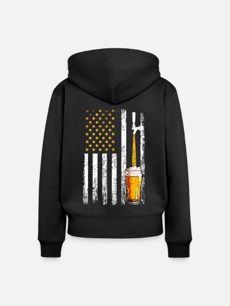Crafbeer american flag, brewing - Frauen Premium Bio Zip Hoodie - Schwarz