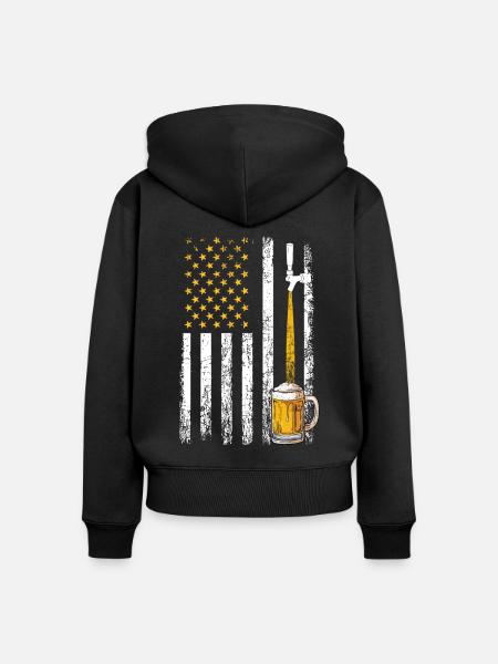 Crafbeer american flag, brewing - Frauen Premium Bio Zip Hoodie - Schwarz