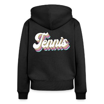 Funny Tennis Player Racket 80s 90 - Frauen Premium Bio Zip Hoodie - Schwarz - Hinten - Julia (174cm)