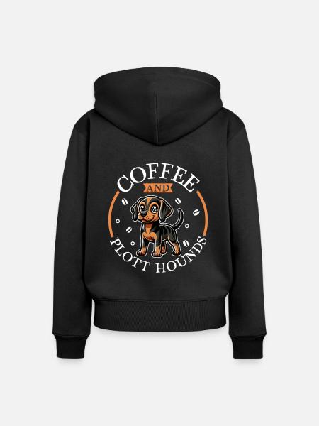 Kaffee und Plott Hound - Frauen Premium Bio Zip Hoodie - Schwarz