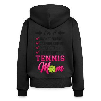 Funny Tennis Player Racket Mom I'm - Frauen Premium Bio Zip Hoodie - Schwarz - Hinten - Julia (174cm)