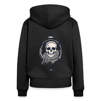Piratenflaggen Skull Jolly Roger Pirat Kostüm - Frauen Premium Bio Zip Hoodie - Schwarz - Hinten - Julia (174cm)