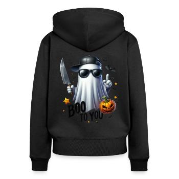 Halloween Partner Look Boo to You Ghost Design - Women's Premium Organic Zip Hoodie - black - Back - Julia (174cm)
