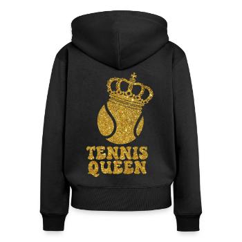 Drôle de joueur de tennis Raquette Tennis - Sweat à capuche zippé Premium bio Femme - noir - Dos - Julia (174cm)