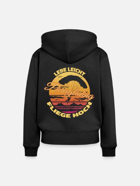 Lebe leicht, fliege hoch - Frauen Premium Bio Zip Hoodie - Schwarz