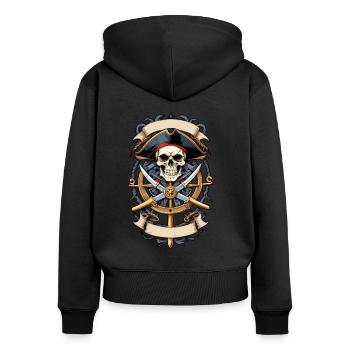 Piratenflaggen Skull Jolly Roger Pirat Kostüm - Frauen Premium Bio Zip Hoodie - Schwarz - Hinten - Julia (174cm)
