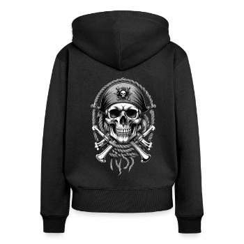 Piratenflaggen Skull Jolly Roger Pirat Kostüm - Frauen Premium Bio Zip Hoodie - Schwarz - Hinten - Julia (174cm)