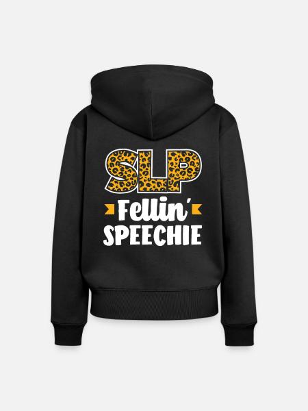 SLP Fellin' Speechie Leopard Design - Frauen Premium Bio Zip Hoodie - Schwarz