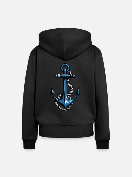 Ästhetisches Anker Design - Frauen Premium Bio Zip Hoodie - Schwarz