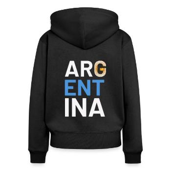 Argentine Cadeau Argentine Drapeau argentin - Sweat à capuche zippé Premium bio Femme - noir - Dos - Julia (174cm)