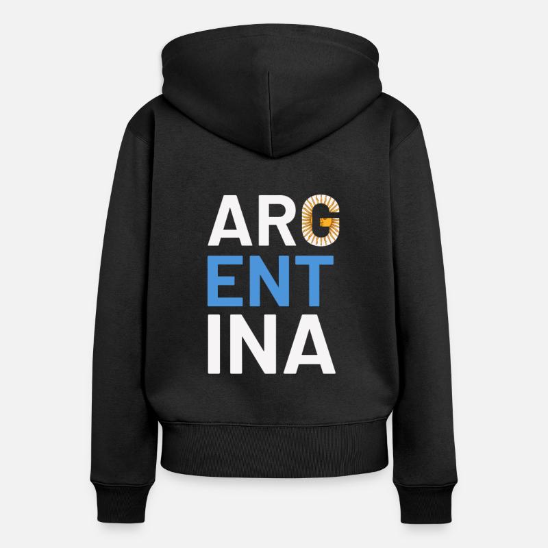 Argentine Cadeau Argentine Drapeau argentin - Sweat à capuche zippé Premium bio Femme - noir