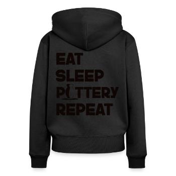 Poterie Céramique Artiste Manger Dormir - Sweat à capuche zippé Premium bio Femme - noir - Dos - Julia (174cm)