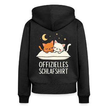 Chemise de nuit officielle chats chat couple - Sweat à capuche zippé Premium bio Femme - noir - Dos - Julia (174cm)