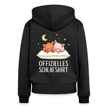 Official Sleep Shirt Pigs Pig - Women's Premium Organic Zip Hoodie - black - Back - Julia (174cm)