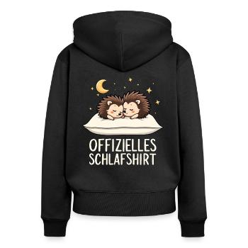 Offizielles Schlafshirt Igel Paar - Frauen Premium Bio Zip Hoodie - Schwarz - Hinten - Julia (174cm)