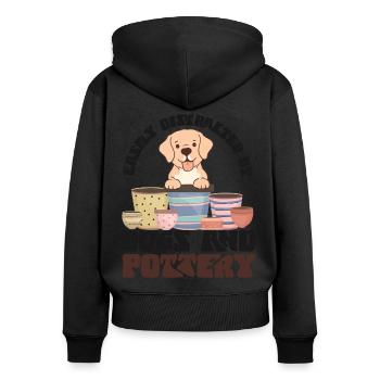 poterie céramique artiste chien facilement - Sweat à capuche zippé Premium bio Femme - noir - Dos - Julia (174cm)