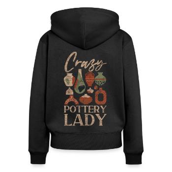 Pottery Ceramics Artist Crazy - Frauen Premium Bio Zip Hoodie - Schwarz - Hinten - Julia (174cm)