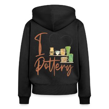 Pottery Ceramics Artist Heart I - Women's Premium Organic Zip Hoodie - black - Back - Julia (174cm)