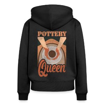 Pottery Ceramics Artist Queen - Frauen Premium Bio Zip Hoodie - Schwarz - Hinten - Julia (174cm)