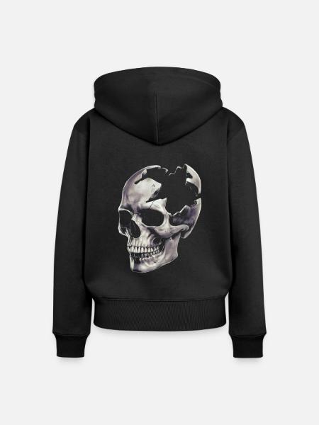 Zerstörter Schädel - Frauen Premium Bio Zip Hoodie - Schwarz