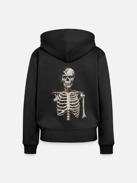 Zerstörtes Skelett - Frauen Premium Bio Zip Hoodie - Schwarz