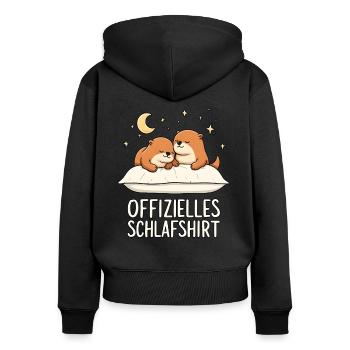 Chemise de nuit officielle Sea Otter Otter Pair - Sweat à capuche zippé Premium bio Femme - noir - Dos - Julia (174cm)
