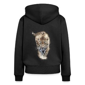 Gepard - Frauen Premium Bio Zip Hoodie - Schwarz - Hinten - Julia (174cm)