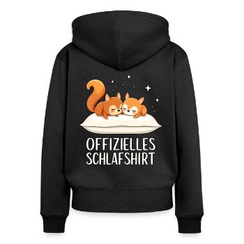 Chemise de nuit officielle Squirrel Pair - Sweat à capuche zippé Premium bio Femme - noir - Dos - Julia (174cm)