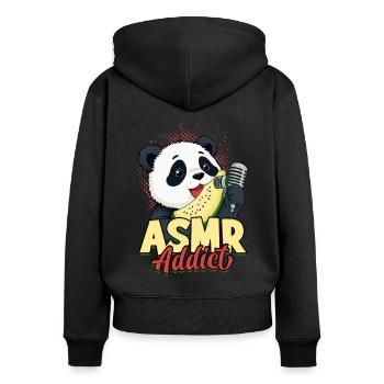 ASMR Addict - Women's Premium Organic Zip Hoodie - black - Back - Julia (174cm)