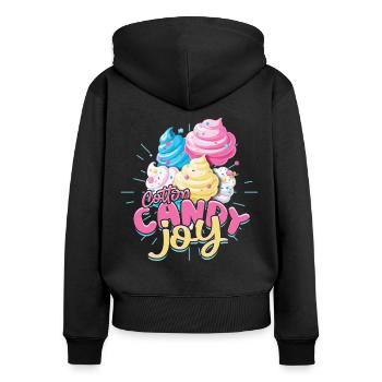 Zuckerwatte Cotton Candy Joy - Frauen Premium Bio Zip Hoodie - Schwarz - Hinten - Julia (174cm)