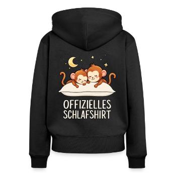 Official Sleep Shirt Monkey Monkey Pair - Women's Premium Organic Zip Hoodie - black - Back - Julia (174cm)