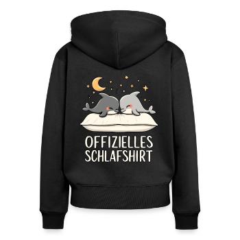 Chemise de nuit officielle Dolphin Dolphin Couple - Sweat à capuche zippé Premium bio Femme - noir - Dos - Julia (174cm)