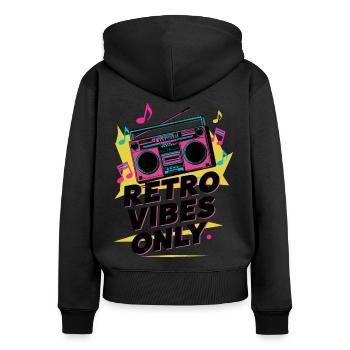 Retro-Vibes Nur Boombox 80er Jahre Musikstil - Frauen Premium Bio Zip Hoodie - Schwarz - Hinten - Julia (174cm)