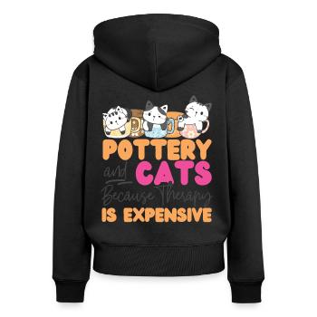 Poterie Céramiste Artiste Chat - Sweat à capuche zippé Premium bio Femme - noir - Dos - Julia (174cm)