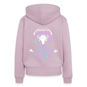 ASMR Whisper Vibrations of Calm - Women's Premium Organic Zip Hoodie - dusky pink - Back - Julia (174cm)
