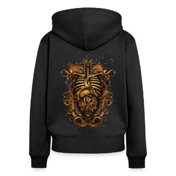 Steampunk Anatomie Steampunk Mécanique - Sweat à capuche zippé Premium bio Femme - noir - Dos - Julia (174cm)