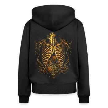 Steampunk Anatomy Steampunk Mechanical - Frauen Premium Bio Zip Hoodie - Schwarz - Hinten - Julia (174cm)