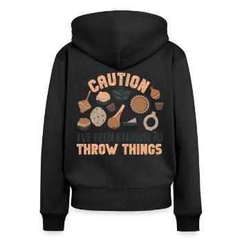 Pottery Ceramics Artist Caution - Frauen Premium Bio Zip Hoodie - Schwarz - Hinten - Julia (174cm)