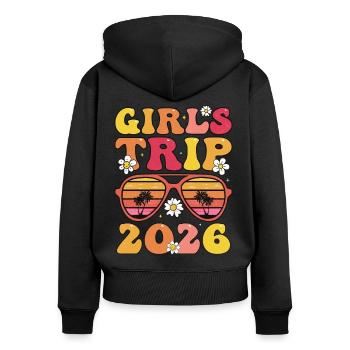 Voyage entre filles 2026 - Sweat à capuche zippé Premium bio Femme - noir - Dos - Julia (174cm)