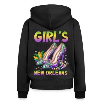 Girls Trip New Orleans - Frauen Premium Bio Zip Hoodie - Schwarz - Hinten - Julia (174cm)