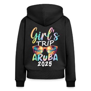 Voyage entre filles à Aruba 2025 - Sweat à capuche zippé Premium bio Femme - noir - Dos - Julia (174cm)