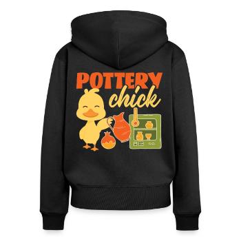 Pottery Ceramics Artist Chicken - Frauen Premium Bio Zip Hoodie - Schwarz - Hinten - Julia (174cm)
