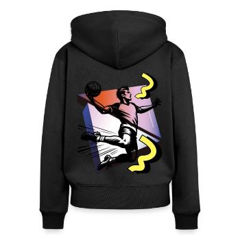 Handball Joueurs de handball - Sweat à capuche zippé Premium bio Femme - noir - Dos - Julia (174cm)
