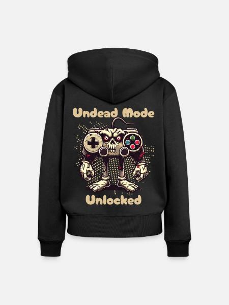 Zombie Gaming Controller Modus Entfesselt - Frauen Premium Bio Zip Hoodie - Schwarz