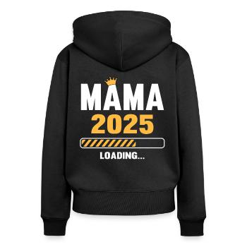 Mama 2025 Loading - Frauen Premium Bio Zip Hoodie - Schwarz - Hinten - Julia (174cm)