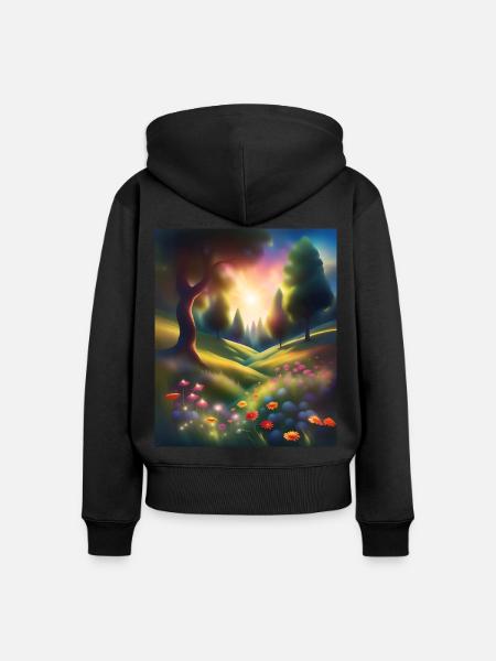 Wunderbares Waldgrafikdesign - Frauen Premium Bio Zip Hoodie - Schwarz